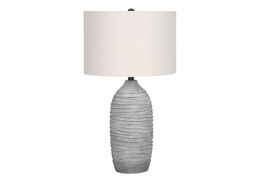 Modern Resin Table Lamp with Linen Shade - Gray / Cream