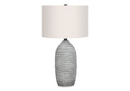 Modern Resin Table Lamp with Linen Shade - Gray / Cream