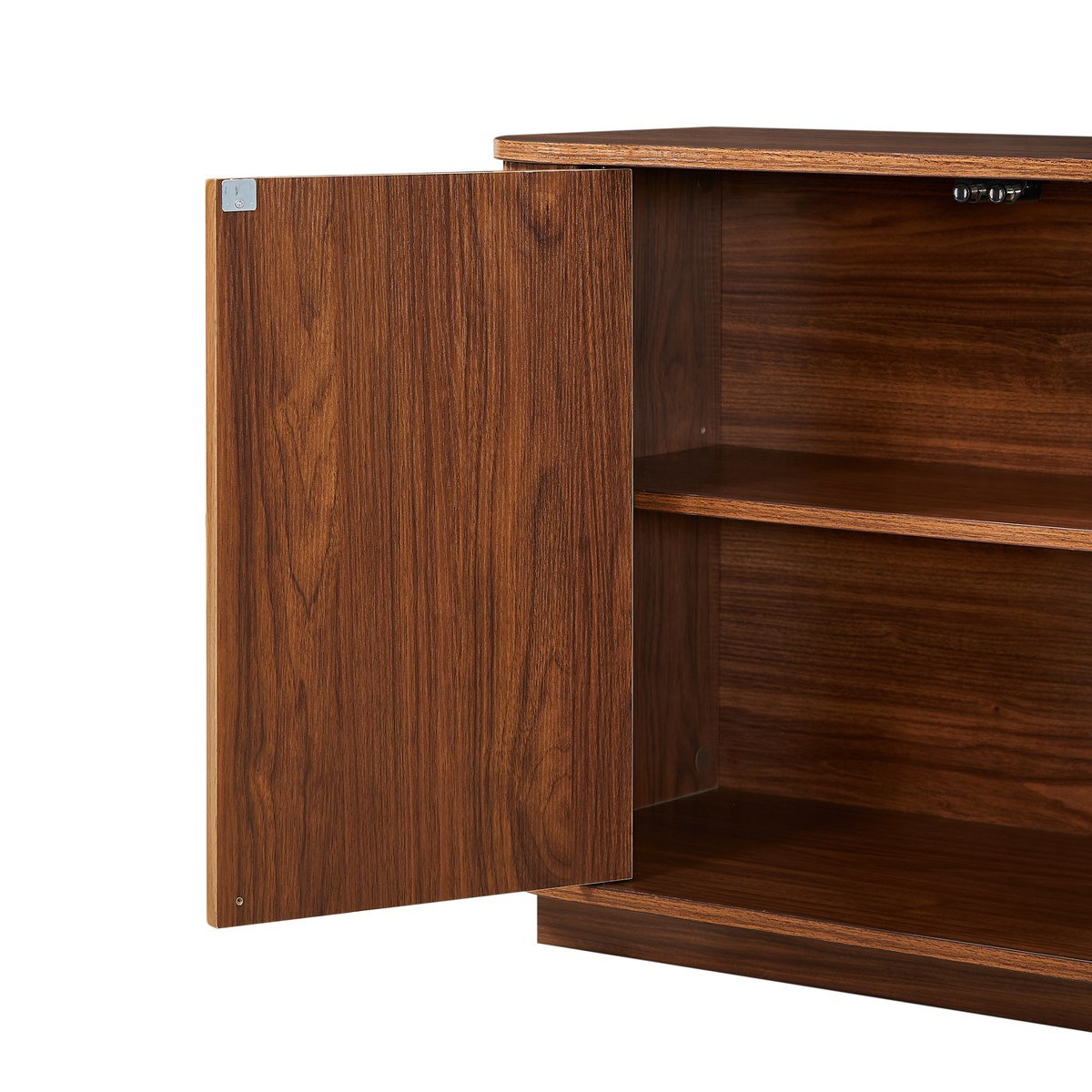 Walnut Sideboard Storage Cabinet with Wave Pattern - 64" Wide
