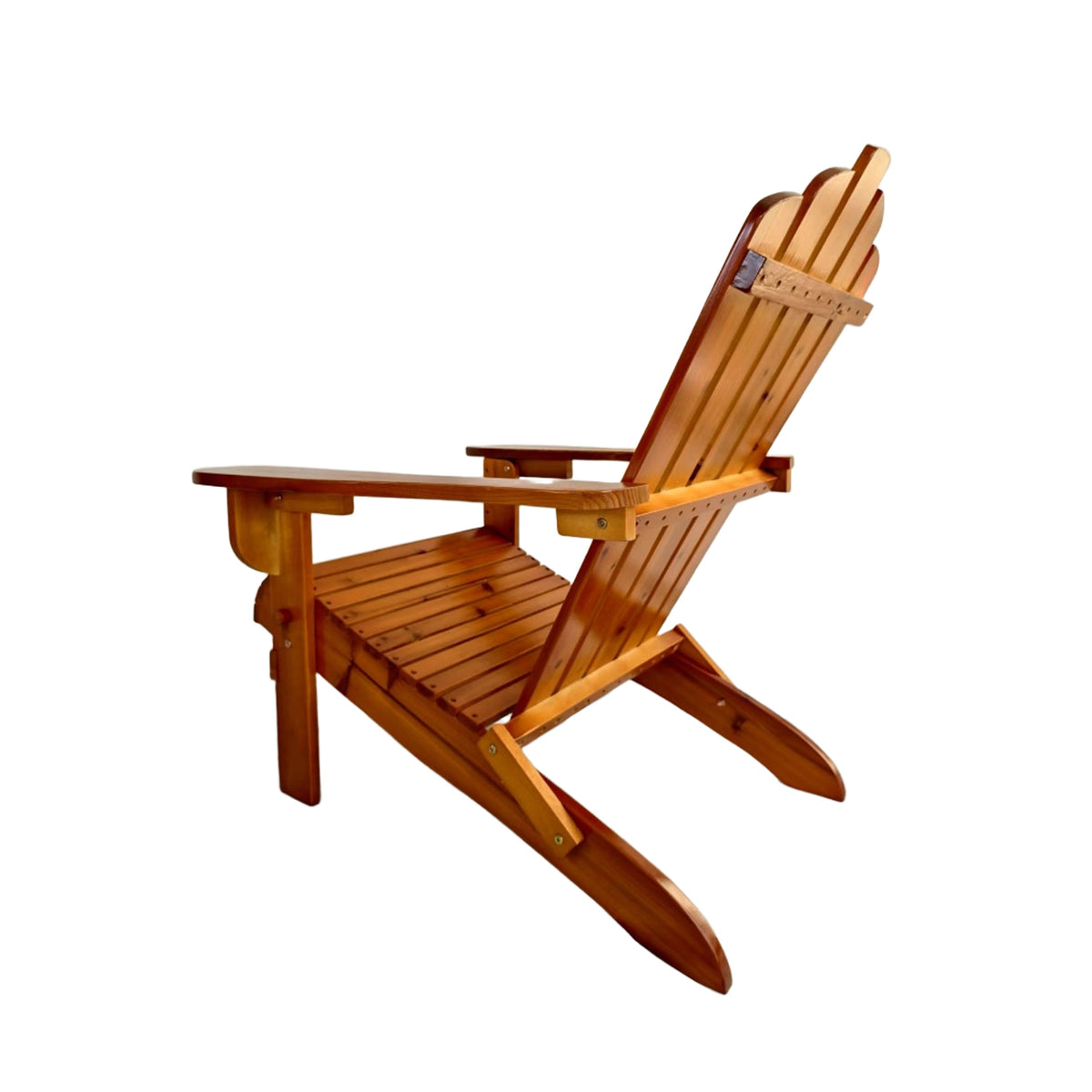 Foldable Solid Wood Adirondack Chair with Classic Design - Oak Finish