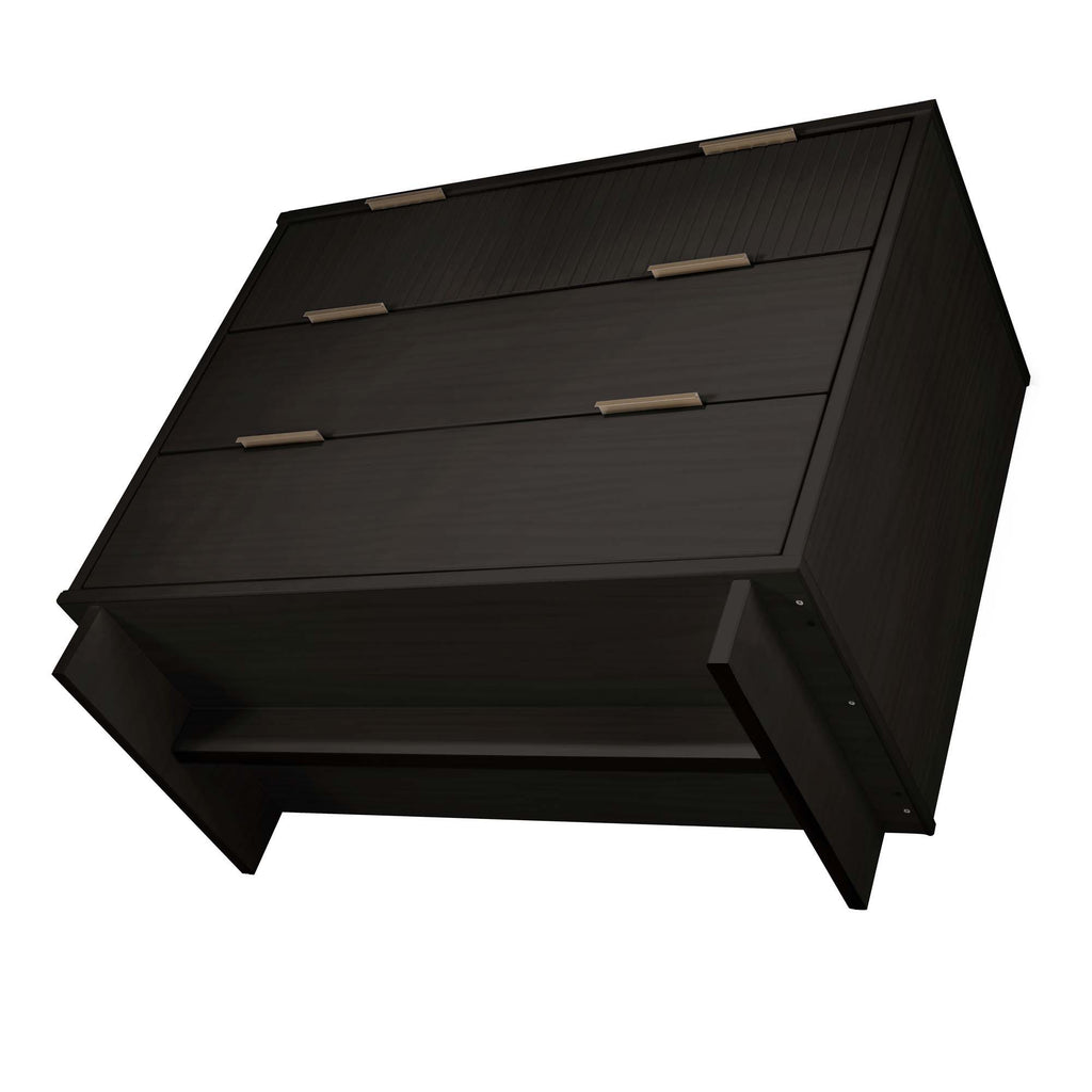 Solid Wood 3 Drawer Dresser with Ribbed Fronts - Multiple Colors