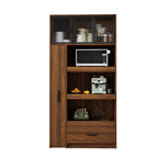 Tall Kitchen Pantry Cabinet with Multi-Tier Pull-Out Shelf - Walnut