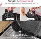 2 In 1 Heart Shape Waffle Maker with Double Mini Waffle Iron - Stainless Steel