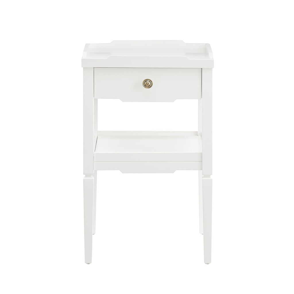 1 Drawer Nightstand with Solid Wood Frame - Blue, Dark Green, or White