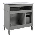Bathroom Vanity With Sink and Drawers - Freestanding Solid Wood Cabinet