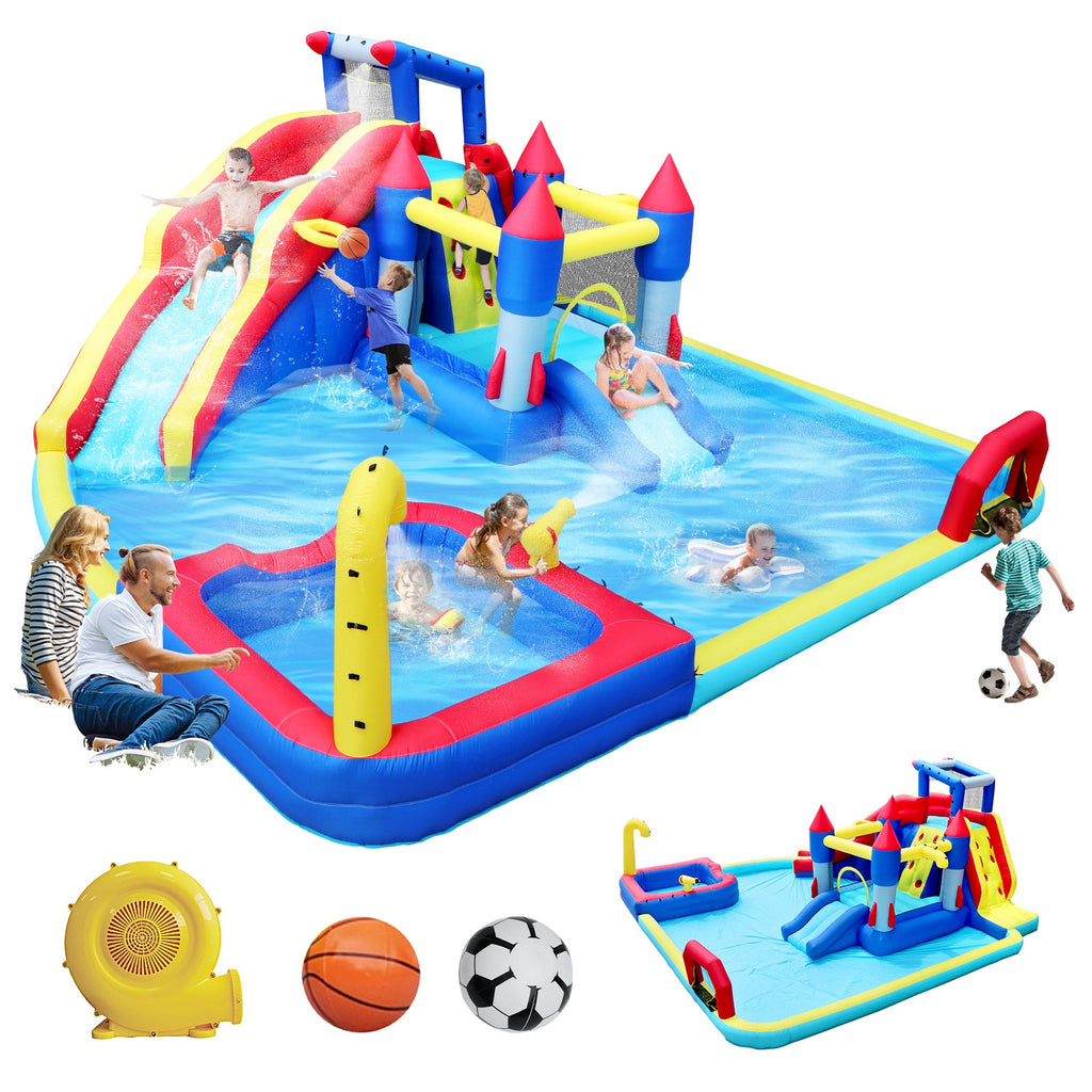 10 in1 Inflatable Slide Water Park with Climbing Wall - Multicolor
