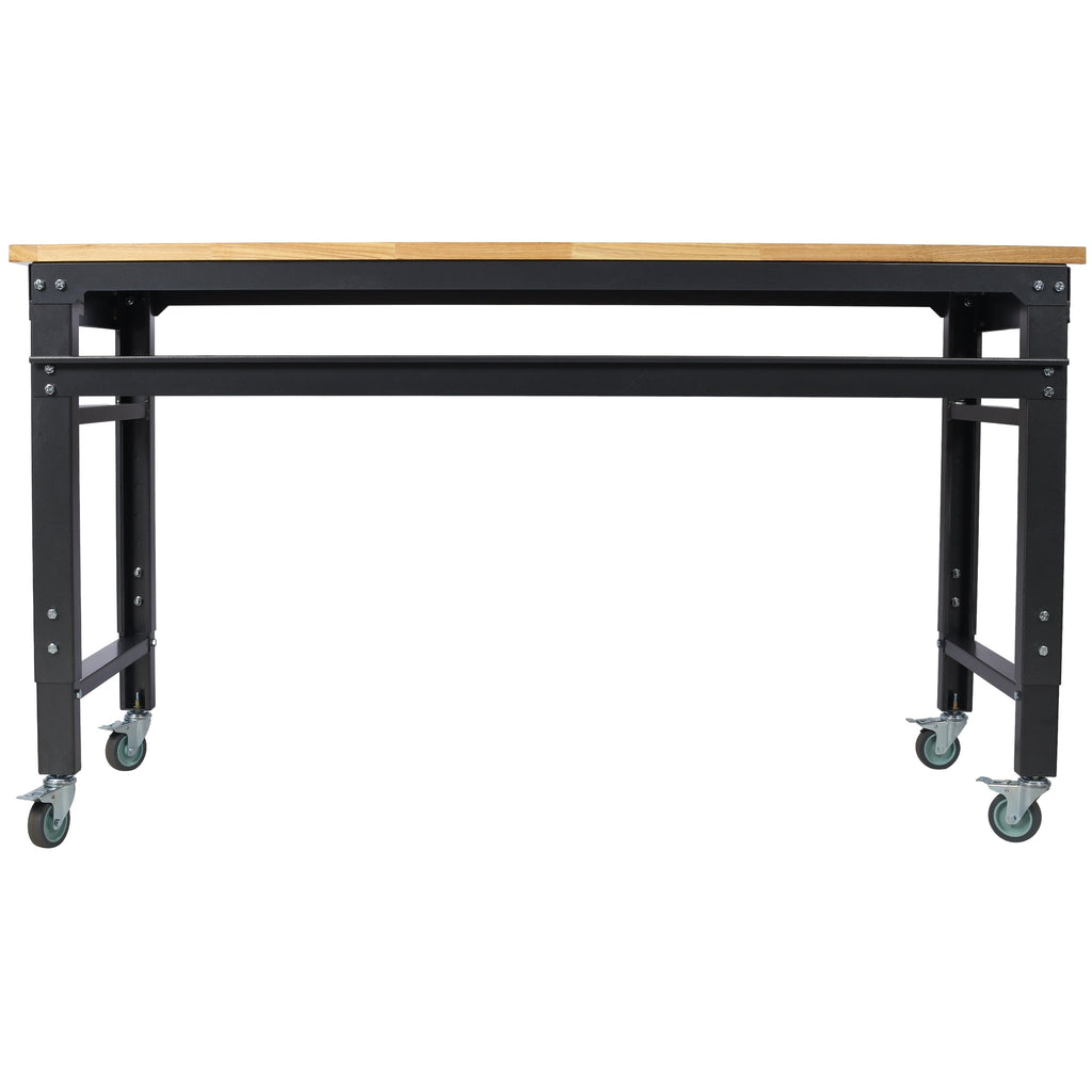 Premium Rolling Workbench with Adjustable Height - Dark Gray,Wood
