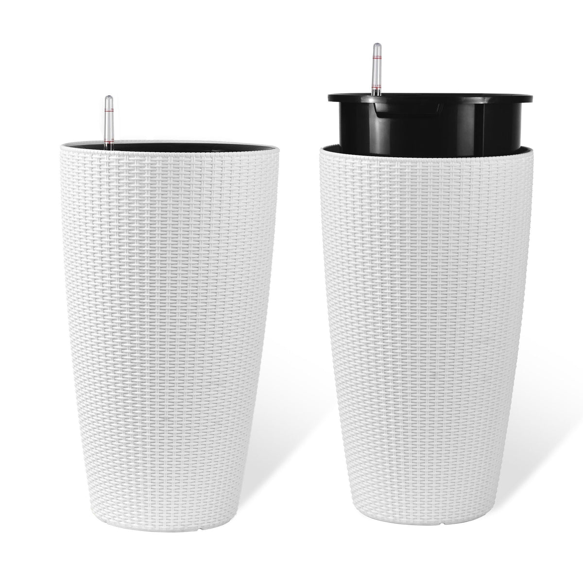 Tall Planters Set with Auto Watering and Water Level Monitor - Polypropylene