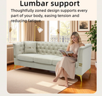 Modern Velvet Upholstered Sofa Set with Tufted Backrest - Cream White