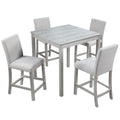 Counter Height 5 Piece Dining Table Set with Upholstered Chairs - Gray, White, Dark Gray
