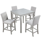 Counter Height 5 Piece Dining Table Set with Upholstered Chairs - Gray, White, Dark Gray