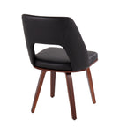 Mid-Century Modern Upholstered Chair Set with Walnut Finish - Black
