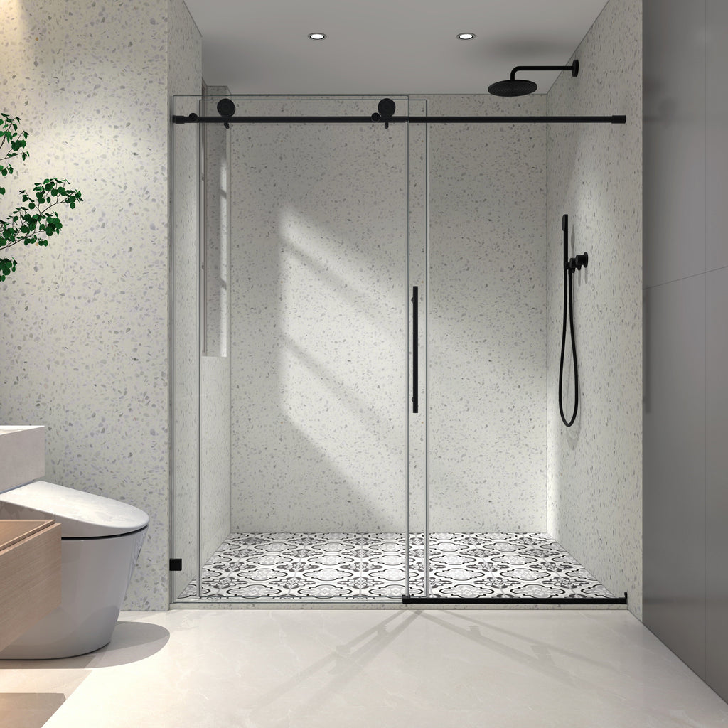 Matte Black Tempered Glass Shower Door with Soft-Closing and Easy-Clean Coating