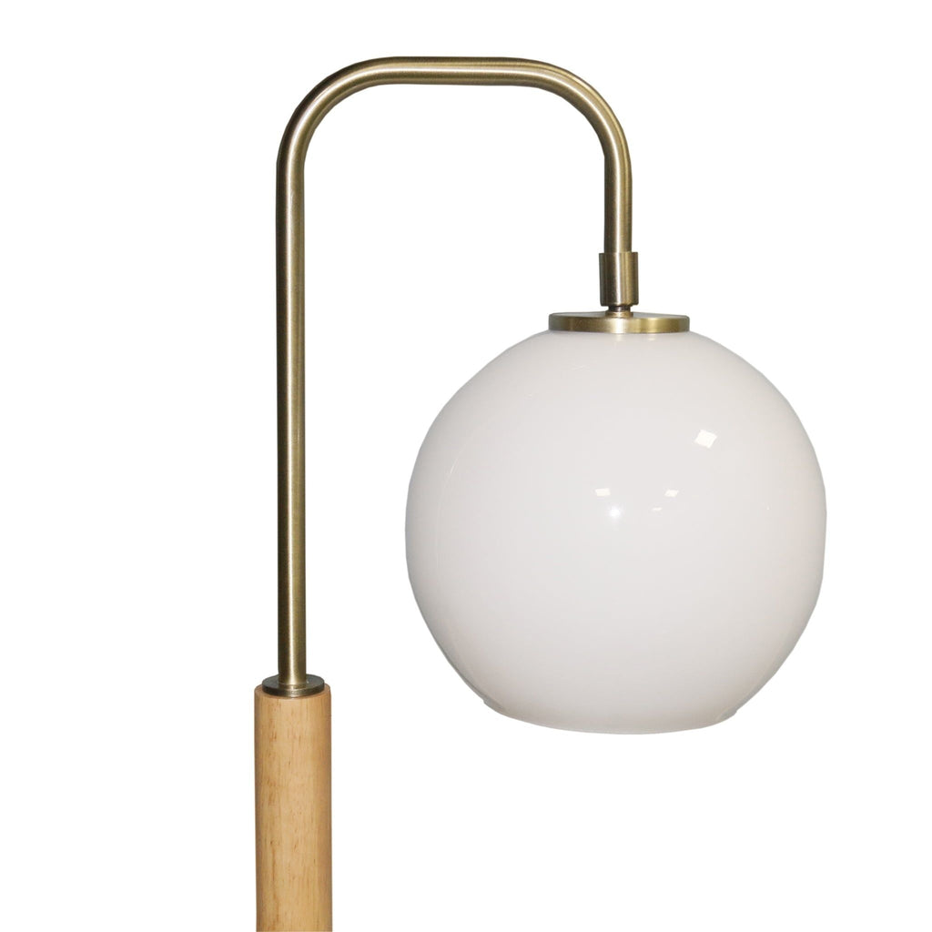 White Bedside Table Lamp with Globe Lampshade - Marble Base