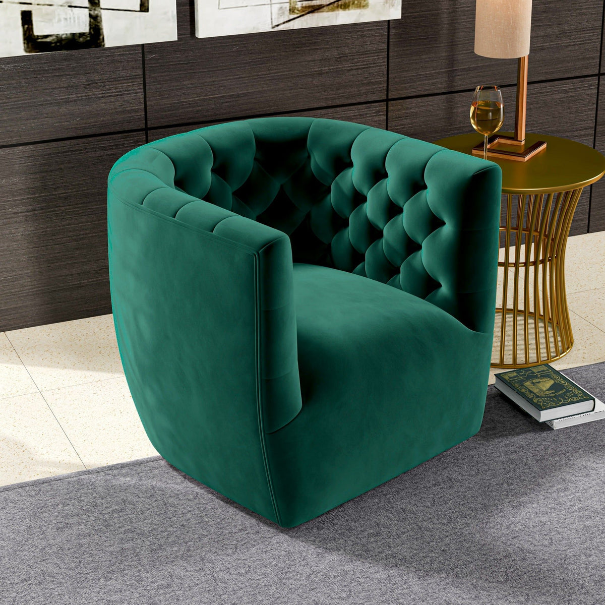 Ergonomic Design Swivel Chair with Tufted Accent - Multiple Colors