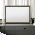 Escher Mirror with Wooden Frame - Gray/Oak