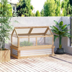 Raised Garden Bed with Polycarbonate Greenhouse - Natural