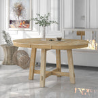 Gia Round Extendable Dining Table with 16" Leaf Wood - Light Brown or Dark Brown