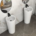 15" Pedestal Sink with Space Saving Design - White
