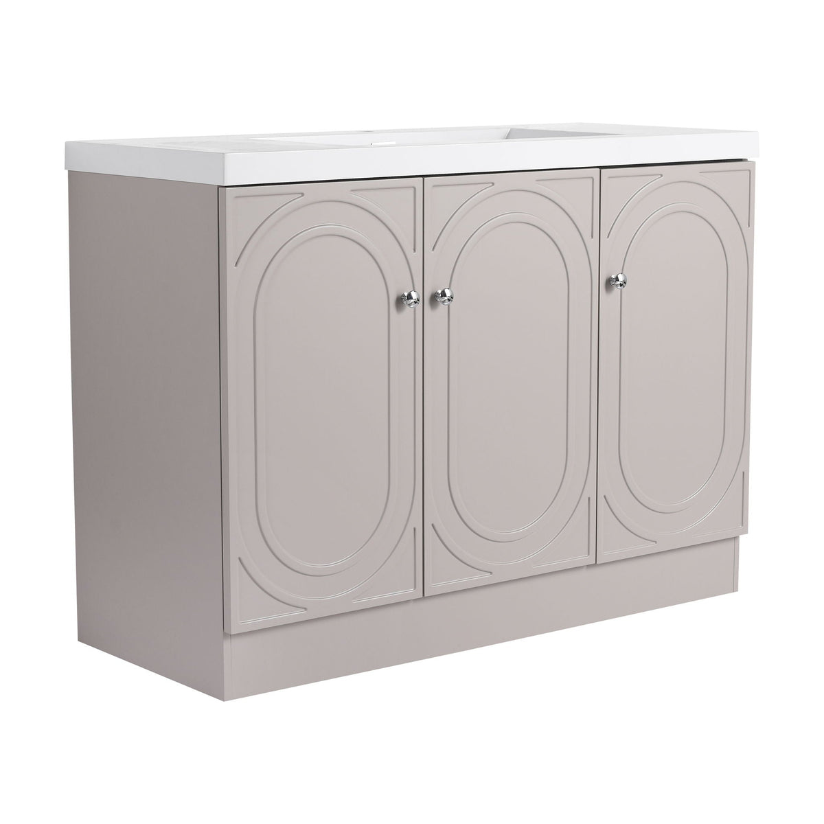 Contemporary Freestanding Bathroom Vanity with Resin Sink & Soft-Close Cabinet Doors - White, Dark Green, or Pearl