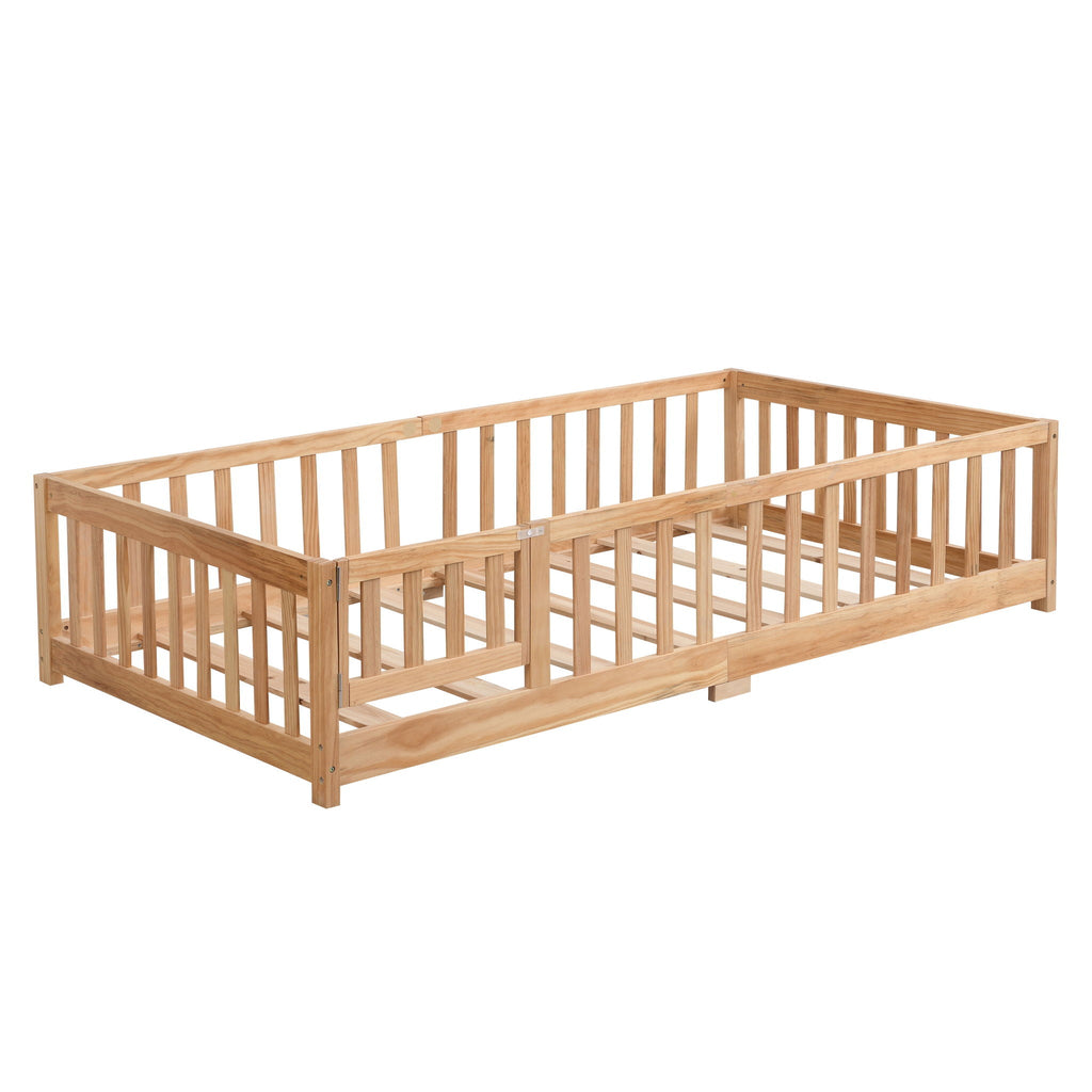 Solid Floor Bed with Door and Safety Fence - Full or Twin Size