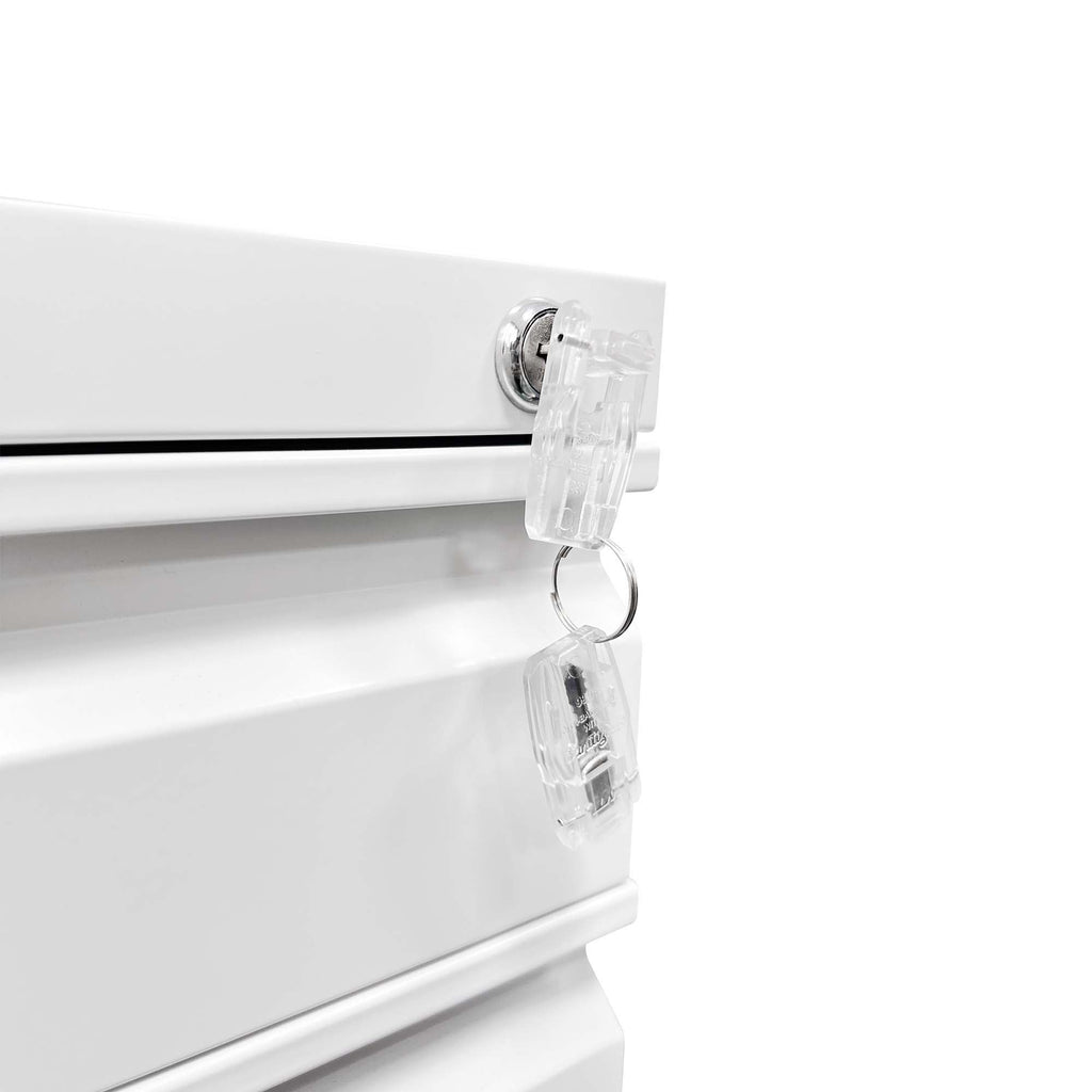Metal Drawer Mobile File Cabinet with Lock for Secure Organization - White or Black