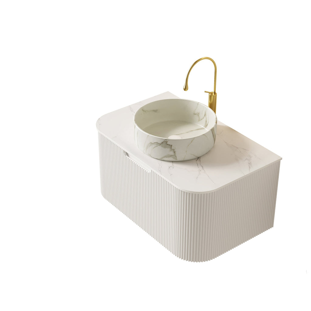 DINA 30" Bathroom Vanity with Ceramic Basin and Floating Cabinet - Carrara White or White