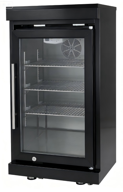 Black Single Door Fridge Cabinet with Stainless Steel Construction - Black