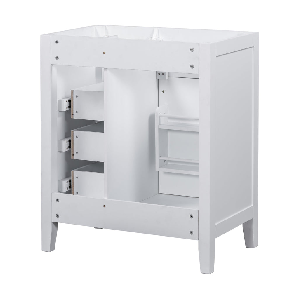 30" Bathroom Vanity Cabinet Base with Drawers - White