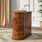 Narrow 2 Drawer End Table with Child-Safe Edges - Dark Brown or White