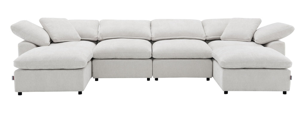 Naveen Modular Sectional With Ottoman - Modular Sofa Set with Ottoman - Beige or Dark Gray