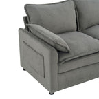 Modern Loveseat Sofa with Side Storage Pockets - Green, Beige, or Dark Gray