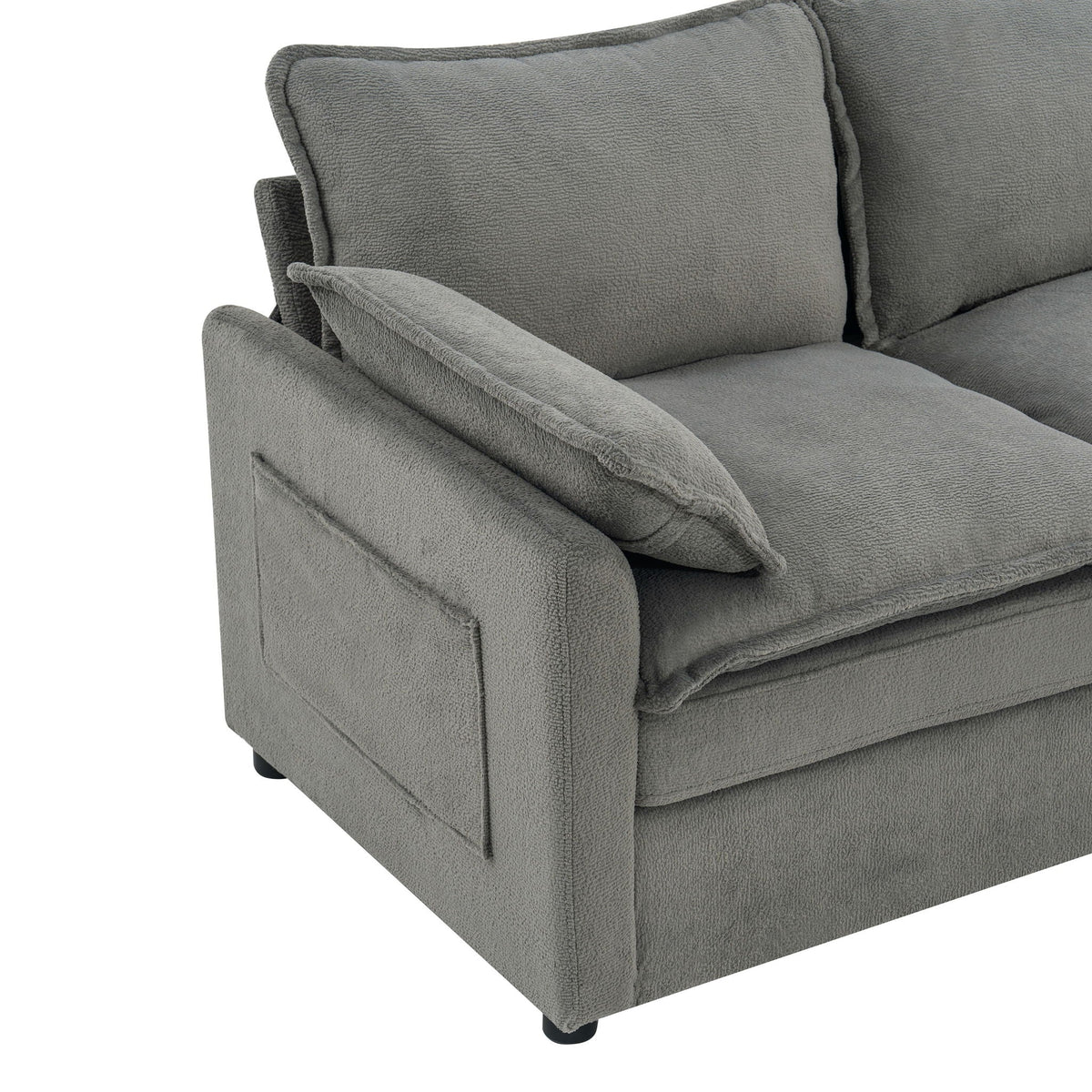 Modern Loveseat Sofa with Side Storage Pockets - Green, Beige, or Dark Gray