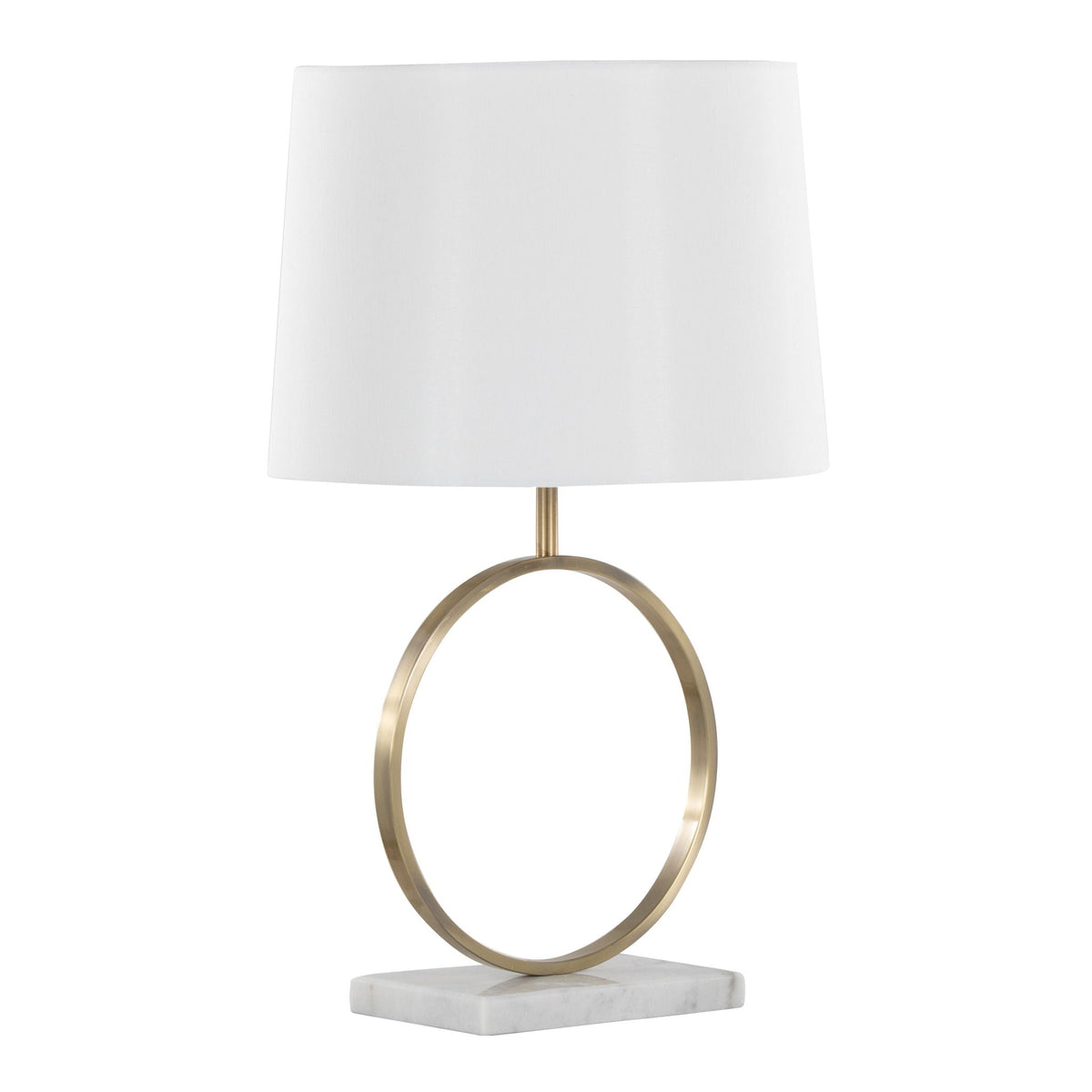 Contemporary Table Lamp with Marble Base and Linen Shade - White / Gold