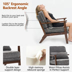 Living Room Chair with Lumbar Pillow and Solid Wood Frame - Dark Gray, Dark Green, Beige