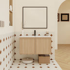 Floating Bathroom Vanity With Sink Combo with Soft-Close Doors - Brown or Light Brown