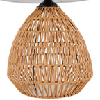 Contemporary Rattan Table Lamp with Linen Shade - Natural / Matte Black / White