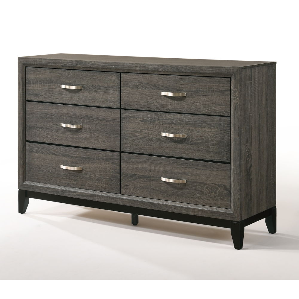 Weathered Dresser with Six Drawers – Gray