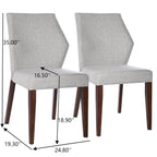 Light Gray Dining Chair Set of 2 with Solid Wood Frame - Upholstered