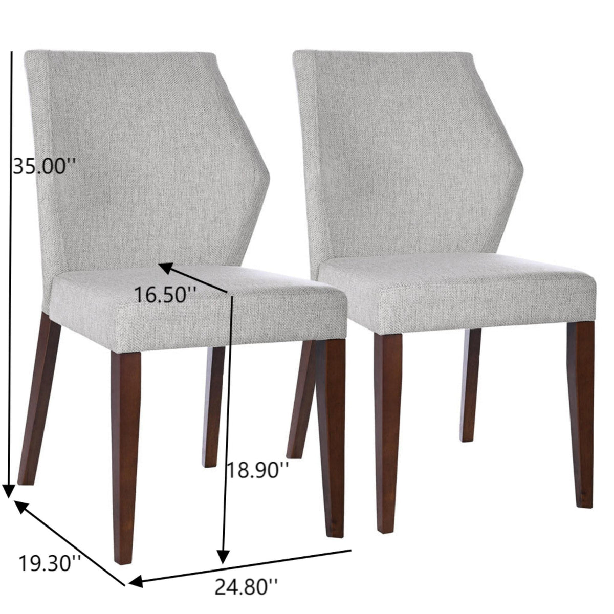 Light Gray Dining Chair Set of 2 with Solid Wood Frame - Upholstered