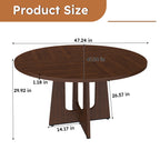 Round Dining Table For 4 with Wood & Iron Construction - Dark Brown or White