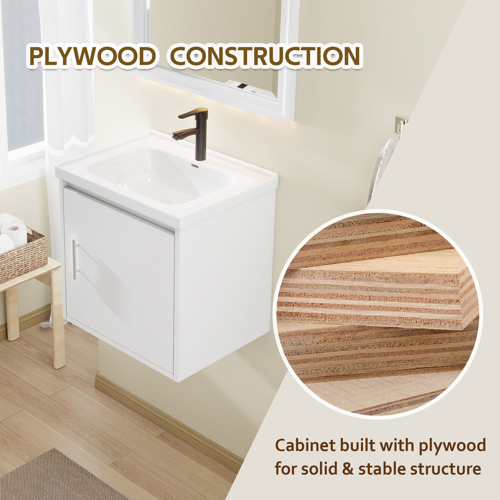 20" Floating Bathroom Vanity with Soft-Close Doors - White
