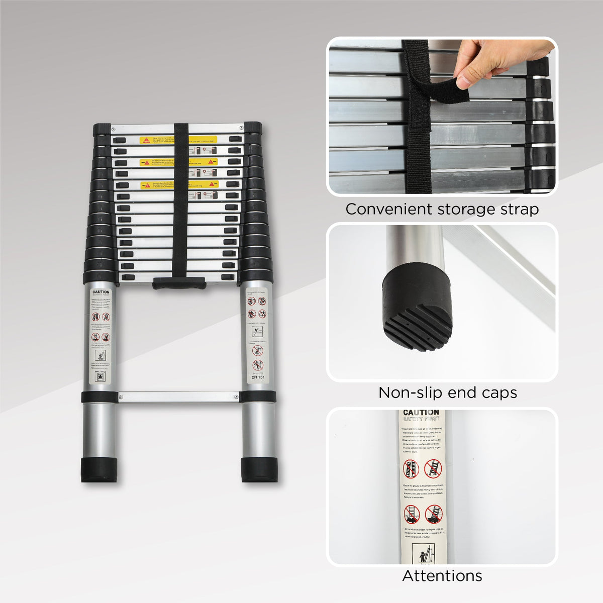 Telescoping Ladder 14.5FT with 300 lb Capacity - Aluminum