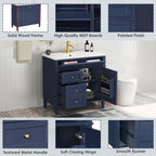 Blue Bathroom Vanity with Top Sink and Ample Storage - 36" Wide