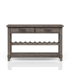 Console Table with Wine Bottle Storage and Storage Drawers - Gray