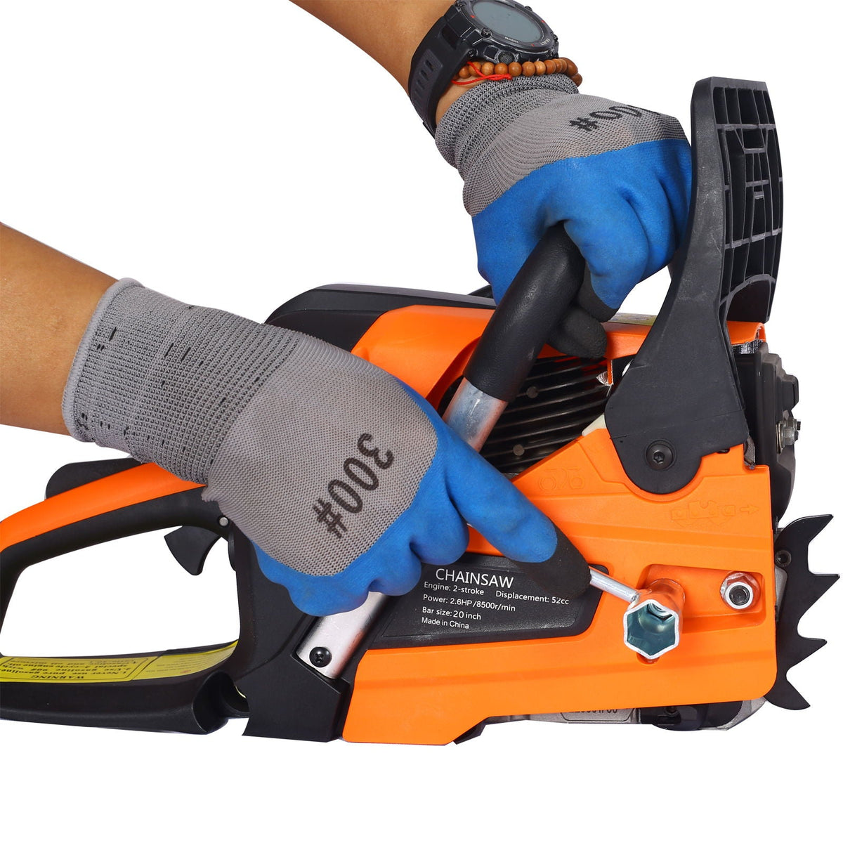 Gasoline Chainsaw 20" 52Cc with 2.6HP Engine - Orange