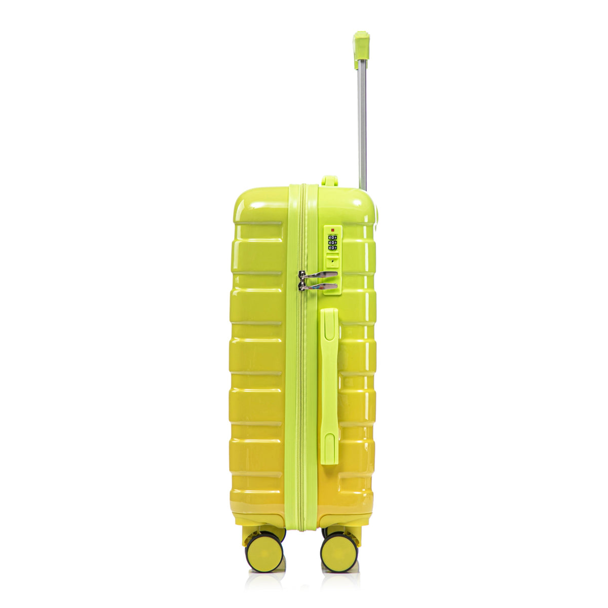 2-Piece Polycarbonate Spinner Wheel Luggage Set with Lock - Green & Yellow