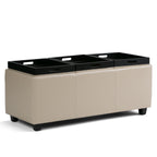 Avalon Upholstered Storage Ottoman with Flip-Over Serving Trays - Multiple Colors
