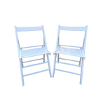 White Folding Chair Set with Foldable Design - Solid Wood