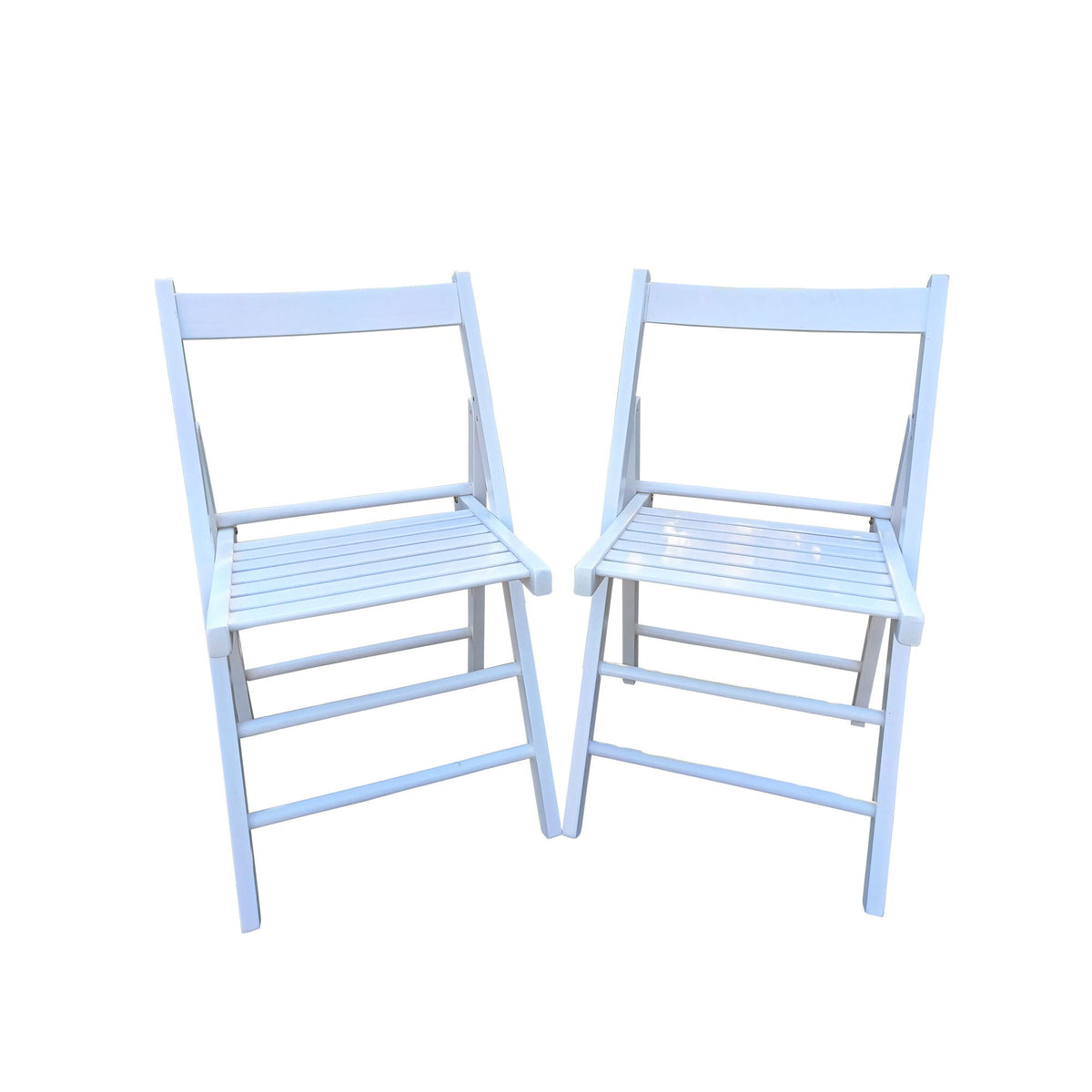 White Folding Chair Set with Foldable Design - Solid Wood